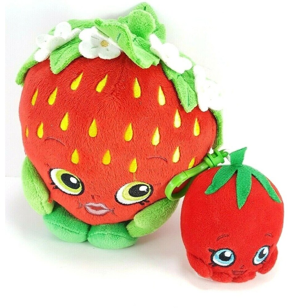 Shopkins Strawberry Kiss Plush & Belt Back Pack clip Moose Lot Of 2 Stuffed